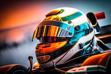 Fototapeten Close up view of formula racer driver. Generative AI © aapsky