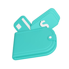3d rendering wallet icon. money saving holding wallet concept.