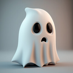 3D Cute Halloween Ghost. Generative AI
