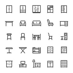 Icon set - Furniture and living line icon 