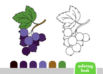 Coloring Book for Children Black Currant Page for books Magazines Coloring Vector Illustration