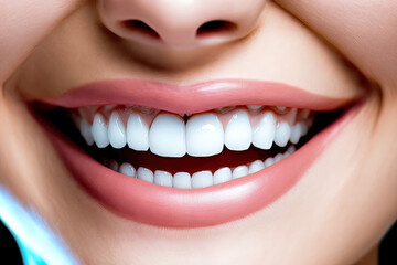 Close-up view of a joyful smile and pristine teeth. AI-Generated