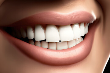 Close-up view of a joyful smile and pristine teeth. AI-Generated