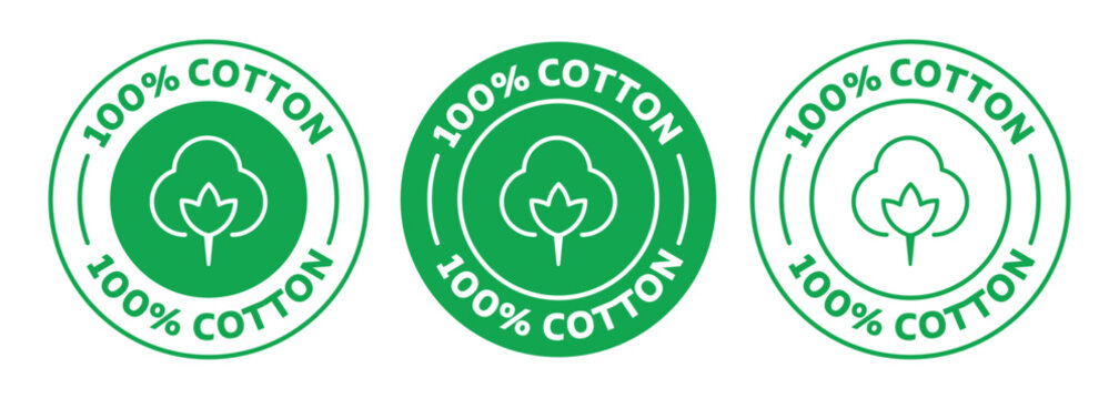 100% cotton icon logo. suitable for 100% Organic Cotton clothing products. vector certificate of Organic Cotton in green and black color.