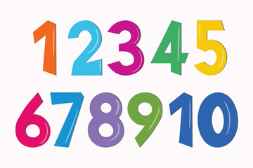 Set of colorful numbers. Vector illustration. Template elements for greeting card, web design. Mathematics educational children game