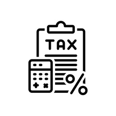 Black line icon for taxes
