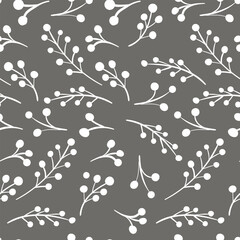 Spring seamless pattern with sprigs. Vector stock illustration for fabric, textile, wallpaper, paper. Branch with leaves. Doodle vector illustration. Simple minimalistic pattern