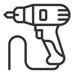 Electric screwdriver - icon, illustration on white background, outline style