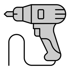 Electric screwdriver - icon, illustration on white background, grey style