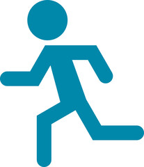 Blue running sign icon PNG