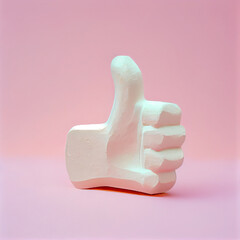 Hand made of plaster showing thumbs-up sign - generative ai