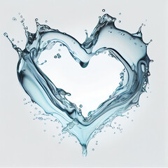 Abstract water heart design element, water flowing and splashing in heart shape - Generative AI