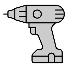 Cordless screwdriver - icon, illustration on white background, grey style