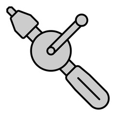 Hand drill - icon, illustration on white background, grey style