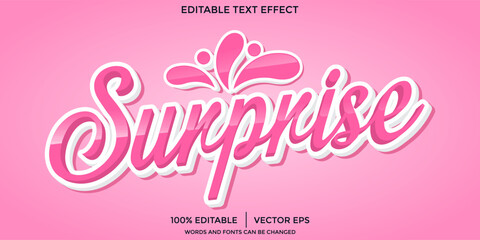 Vector surprise text, cartoon style editable text effect