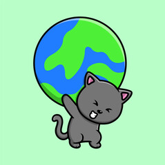Cute  Cat Cartoon Vector Icon Illustration. Animal Nature Icon Concept Isolated Premium Vector. Flat Cartoon Style