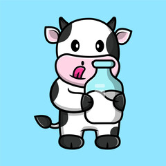 Cute Cow Cartoon Vector Icon Illustration. Animal Nature Icon Concept Isolated Premium Vector. Flat Cartoon Style