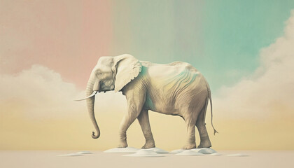 Fototapeta premium Elephant animal abstract wallpaper. Soft background tusker in Pastel colors generative ai