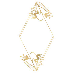Fototapeta na wymiar Floral gold frame illustration