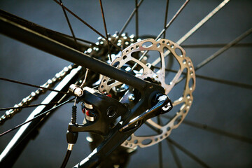 High angle close-up of bicycle wheel