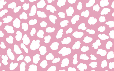 Abstract modern leopard seamless pattern. Animals trendy background. Pink and white decorative vector stock illustration for print, card, postcard, fabric, textile. Modern ornament of stylized skin