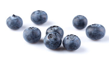 Blueberries on white background