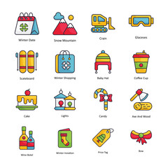 Winter vector  Fill outline  Icon Design illustration. Winter Symbol on White background EPS 10 File Set 3
