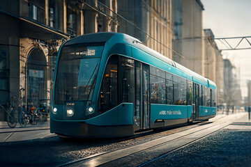 Public transport illustration, artificial ai generated