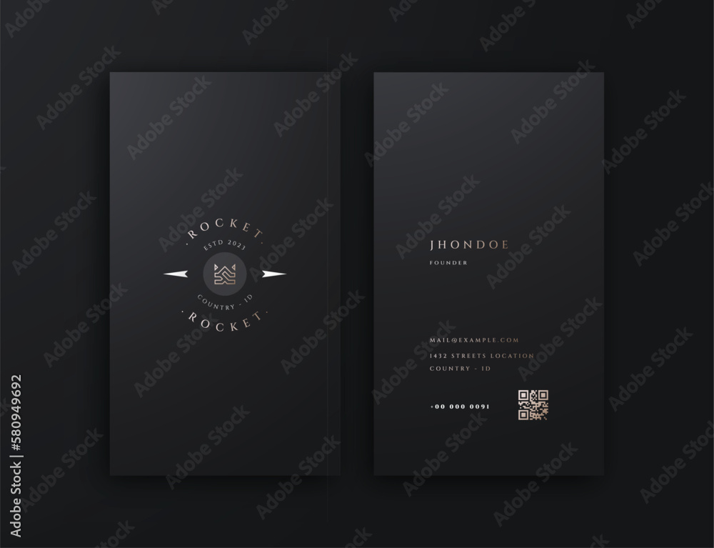 Wall mural A black and gold white vertical business card  editable template - Wall murals