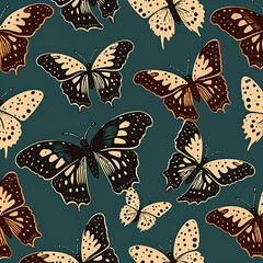 Butterflies. Background green. A simple illustration. Generative AI.