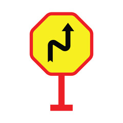 Double bend road sign icon design, isolated on white background. vector illustration