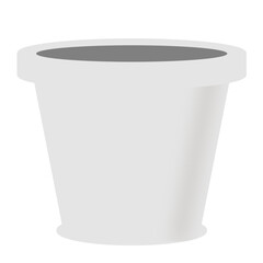 Empty white minimal clay plant pot on white transparent background