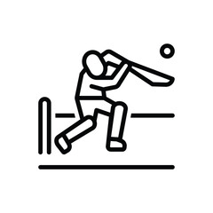 Black line icon for cricket