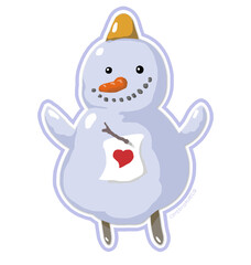 Cute snowman with a heart