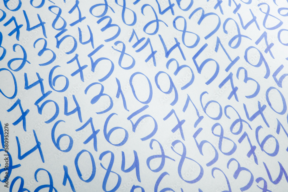 Poster background of numbers. from zero to nine. finance data concept. mathematic. seamless pattern with nu