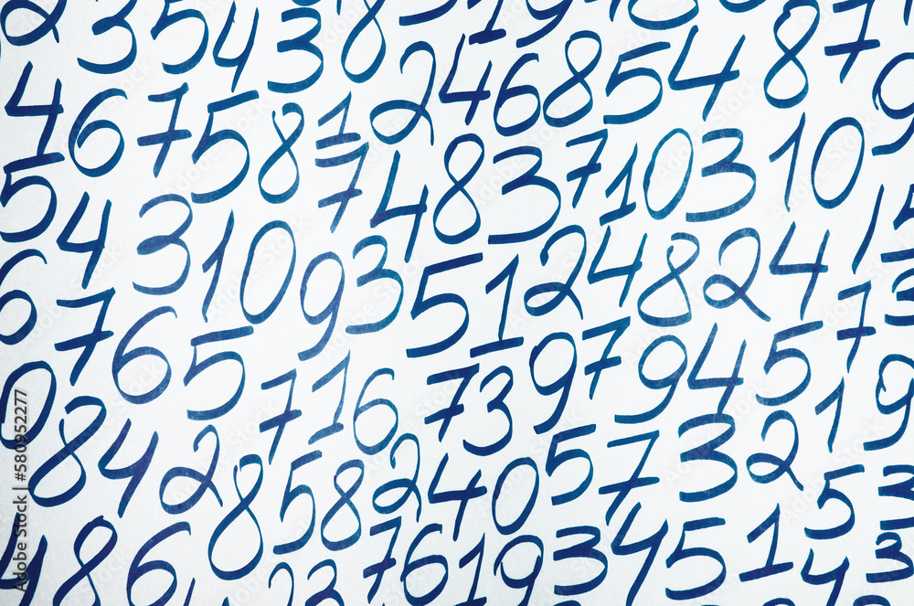 Poster background of numbers. from zero to nine. finance data concept. mathematic. seamless pattern with nu