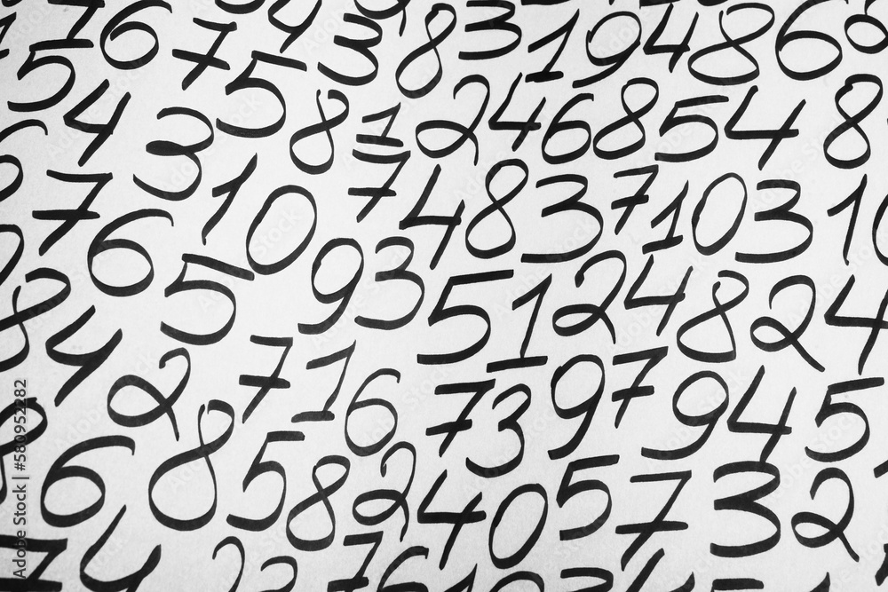 Poster background of numbers. from zero to nine. finance data concept. mathematic. seamless pattern with nu