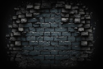 Old black brick wall. Grunge background. Generative AI