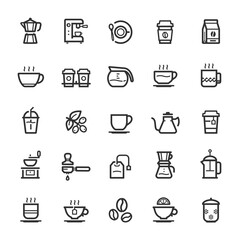 Icon set - coffee and tea line icon