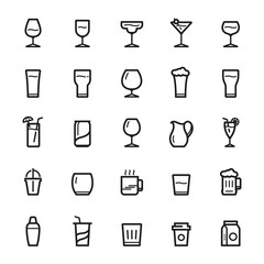 Icon set - glass and beverage line icon - 580955062