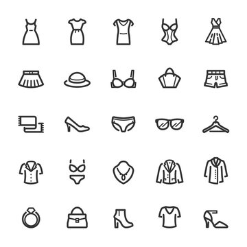  Icon set - Clothing Woman line icon