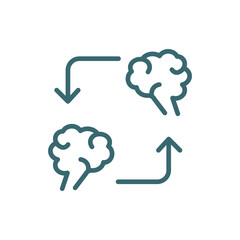 mind transfer icon. Thin line mind transfer icon from ai and future technology collection. Outline vector isolated on white background. Editable mind transfer symbol can be used web and mobile