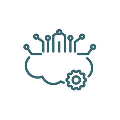cloud intelligence icon. Thin line cloud intelligence icon from ai and future technology collection. Outline vector isolated on white background.