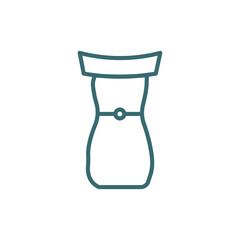 off the shoulder dress icon. Thin line off the shoulder dress icon from clothes and outfit collection. Outline vector isolated on white background.