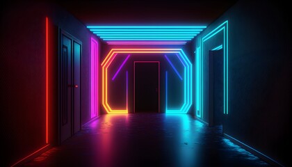 3d neon lights room