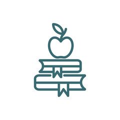 book and apple icon. Thin line book and apple icon from education and science collection. Outline vector isolated on white background. Editable book and apple symbol can be used web and mobile