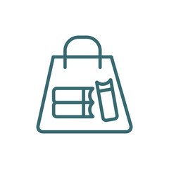 bag of books icon. Thin line bag of books icon from education and science collection. Outline vector isolated on white background. Editable bag of books symbol can be used web and mobile