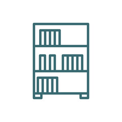 bookshelf with books icon. Thin line bookshelf with books icon from education and science collection. Outline vector isolated on white background.
