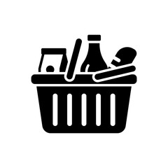 Full shopping cart icon filled with groceries