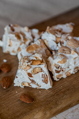 Sardinian artisanal nougat whit almonds and wildflower honey, Torrone Sardo artigianale con noci e miele Millefiori